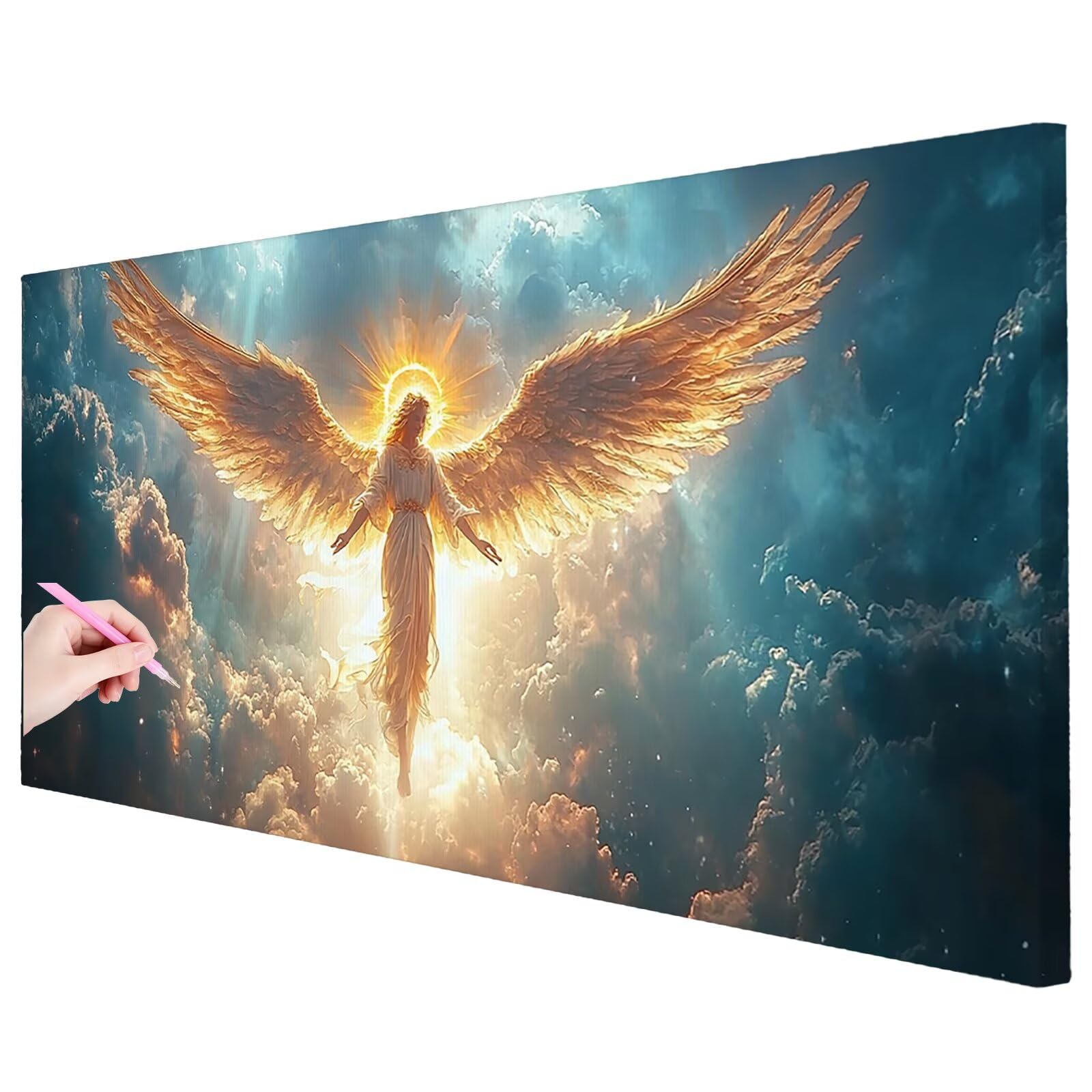 Diamentowe malowanie duży 130x50cm diamentowy zestaw do malowania anioł dla dorosłych, zestaw do rysowania diamentów, zestaw do haftu krzyżykowego, 5D DIY diamentowe malowanie sen pokój dekoracja