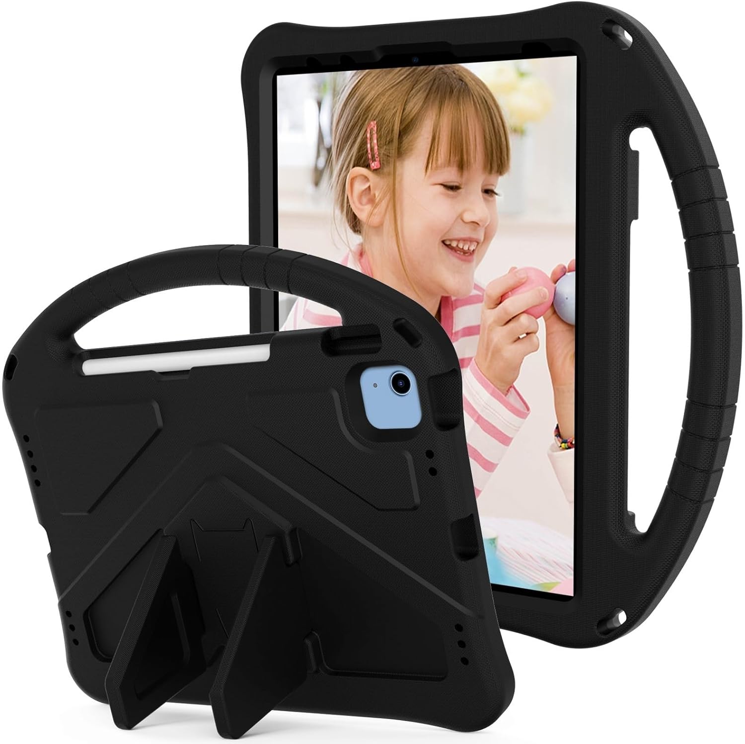 Tablet PC Bags Cases Sleeves Lightweight Shockproof Kids Friendly Cover Compatible with iPad (A16) 11th Generation 11 Inch 2025,with Handle Stand Thickned Cornor Impact Protection Tablet Cover(BLACK)