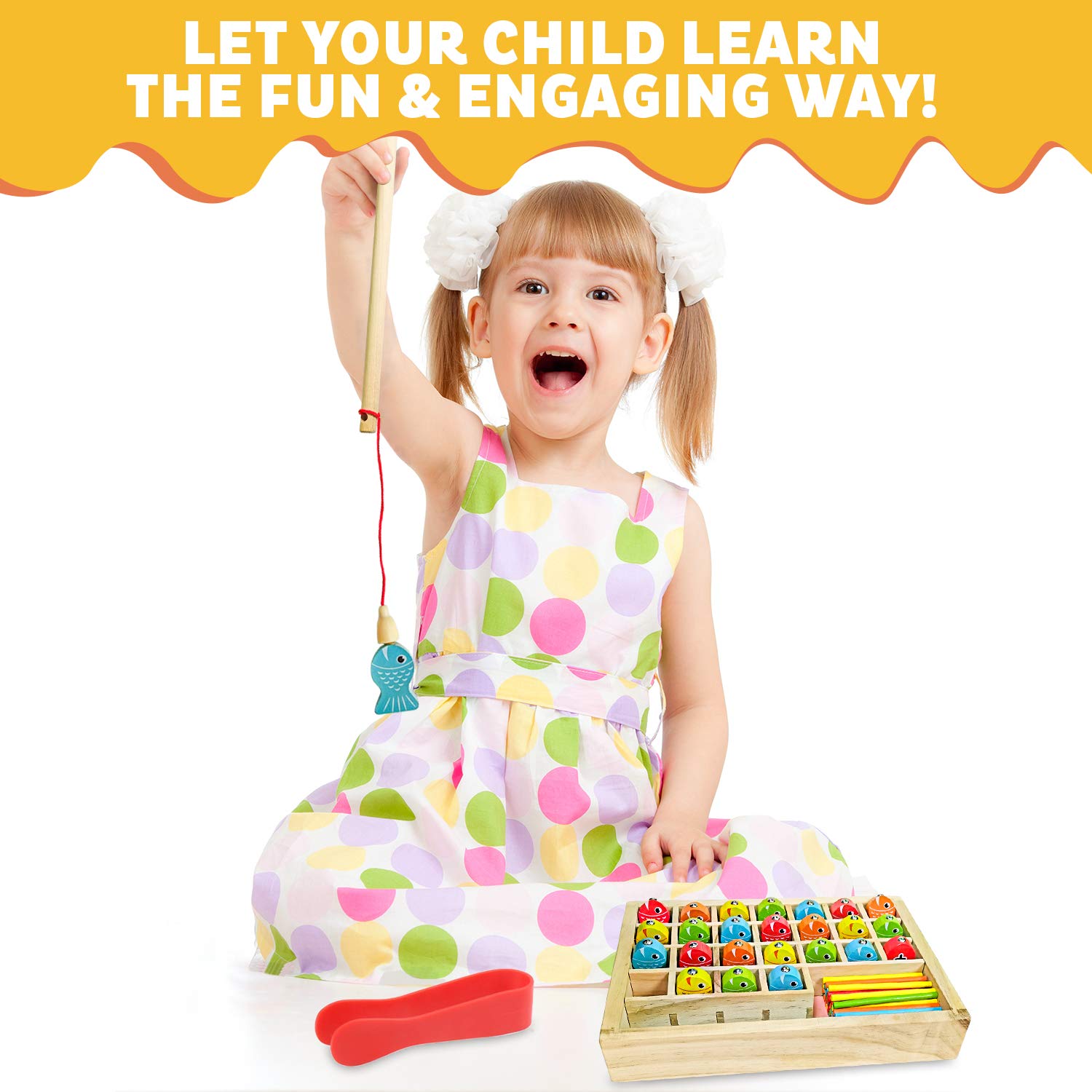 Buy Wooden Fishing Game For Kids, Math and Counting Toy Board