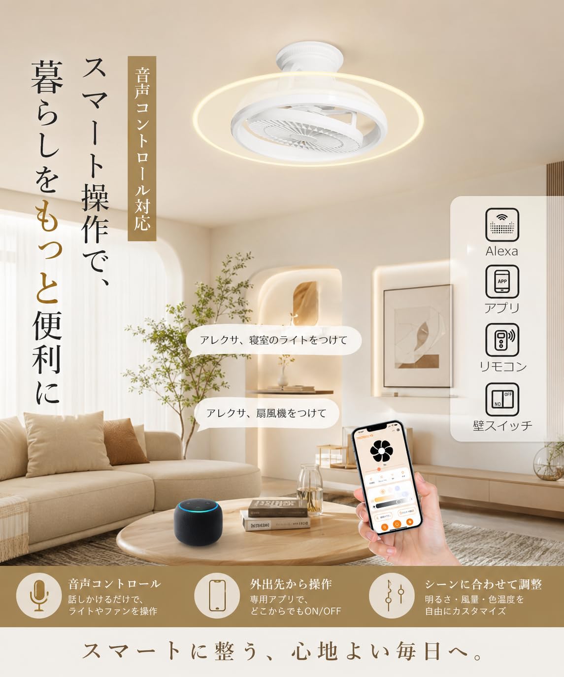 Amazon | LEDシーリングファンライト ファン付きシーリングライト 引掛