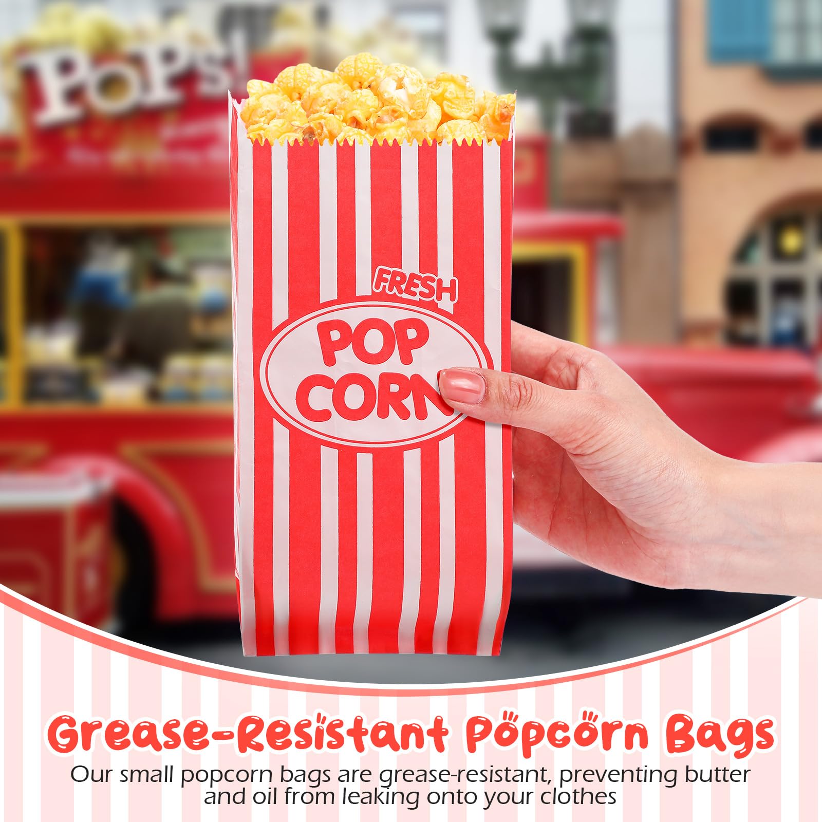 Vesici 1500 Stück Papier-Popcorn-Tüten, 28 ml, einzelne Portionen, Popcorn-Snacktüten für Popcorn-Maschine, Küche, Party, Kino, Karneval, Party, Dekorationen