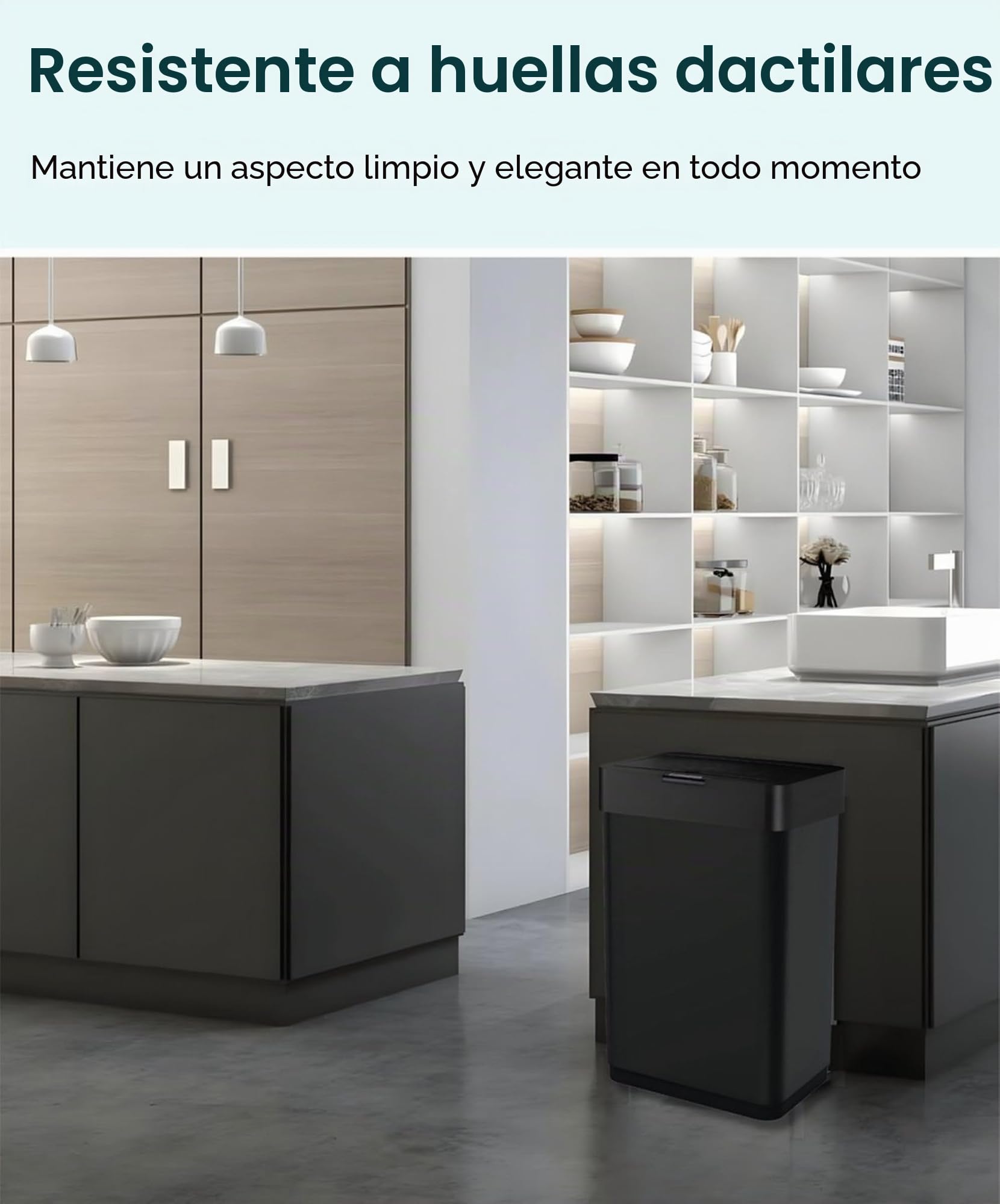 Five Stars Papelera con Sensor - 60 Litros / 2x 30 Litros - Separación de residuos - Basura de acero inoxidable - Papelera 2 compartimentos - Papelera - Papelera - Basurero - Tapa de cierre suave