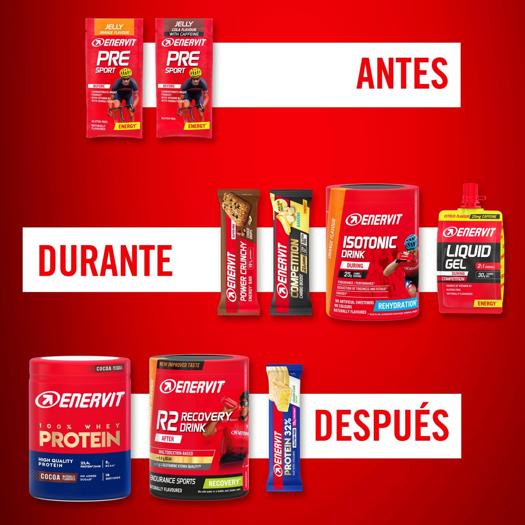 Enervit, Liquid Gel Limón, Ideal para Deportes de Resistencia, Proporciona 30 Gramos de Carbohidratos, con Maltodextrina, Fructosa y Vitamina B1, 18 Paquetes de 60 Mililitros