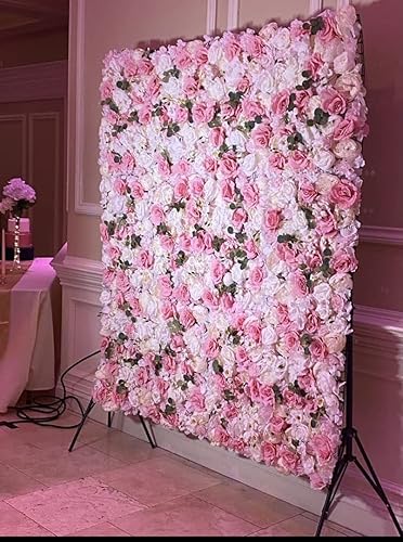 Miniatura 5 de Panel de pared de flores, telón de fondo floral de seda con rosas artificiales para bodas, fiestas, cumpleaños, habitaciones, decoración del hogar,