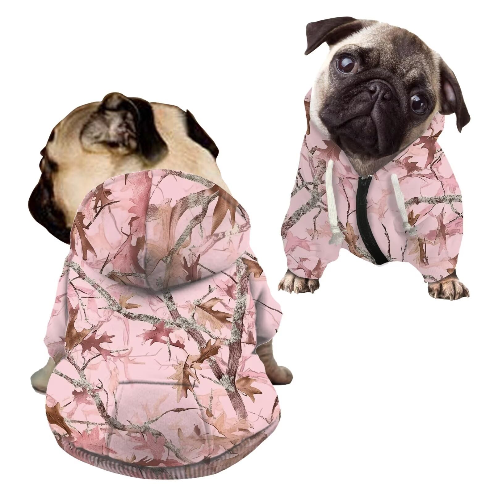 Howilath Pink Woodland Forest Pet Clothes for Small Dogs Winter Sweatshirts, Polyester Costumes Puppy Warm Coat with Hat - S