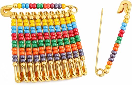 VAMA FASHIONS White Beads Dresses Brooch Pin Clothes Dupatta chunri Scarfs Sari Saree Safety Pins Pallu Pleats for Women