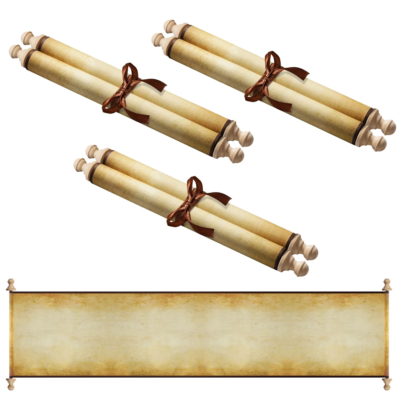 Makevivi 3 PCS Blank Scrolls Paper with Wood Rods, for Naughty or Nice List, Writing, Wedding Vows, Invitation, Love Letter, Cosplay Prop, Renaissance