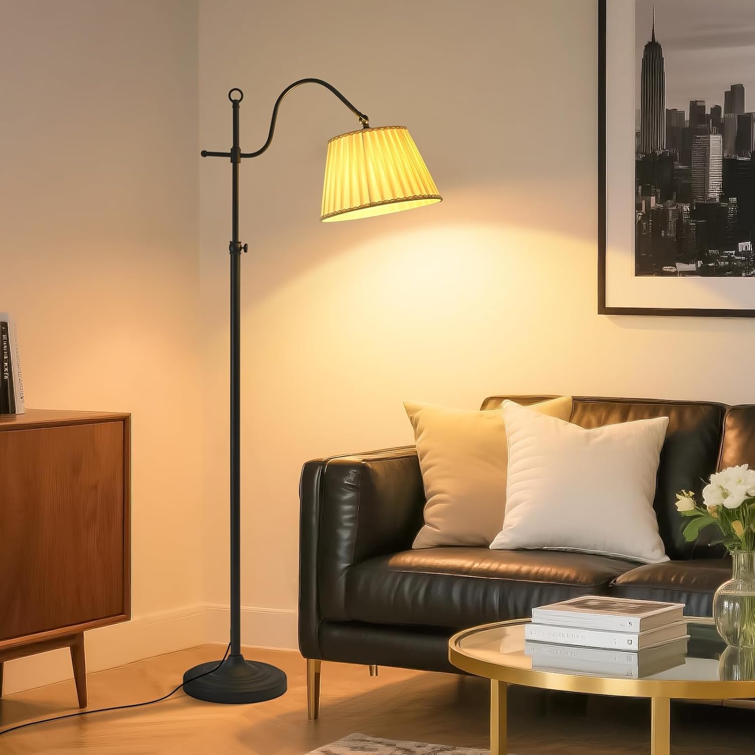 Smart 12W LED Floor Lamps Adjustable Brightness and Color, Black Retro Modern Boho Home Decor, Living Room Sofa Corner Bedroom Bedside Office Reading Standing Tall Lights