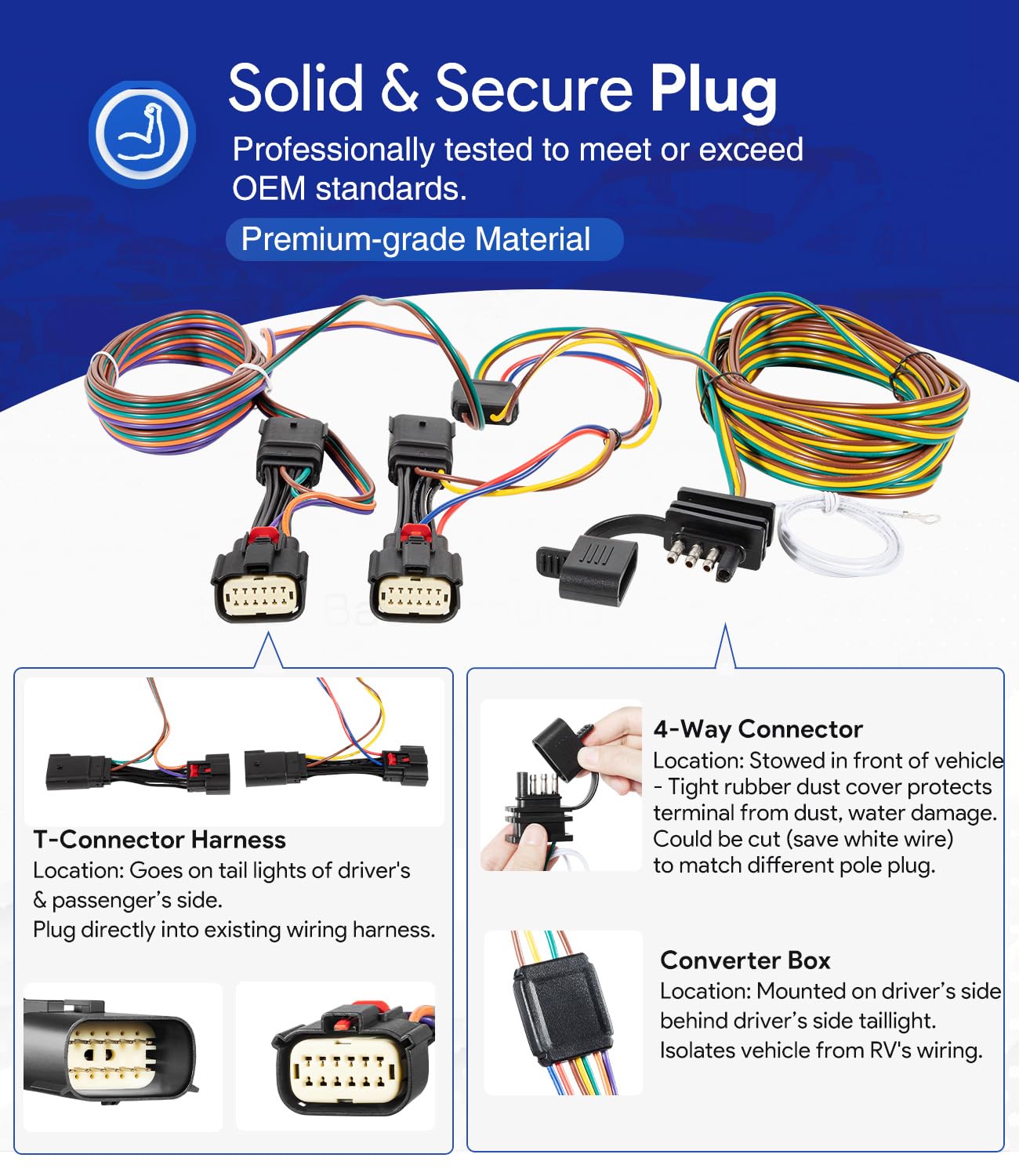 Replace for Blue Ox EZ Light Wiring BX88368 - Towing Wiring Harness kit for Jeep Willys 2021-2025 Wrangler JL 2018-2025 & Gladiator 2020-2025 Towed Vehicle Wiring Kit with Dielectric Grease
