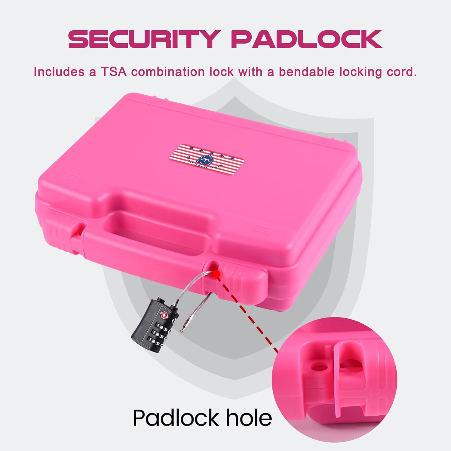 Pink 9mm Lockable Gun Case – TSA Approved Firearm Travel Case with 1 TSA Lock, Hard Shell Pistol Case for Handgun and Revolver, 10.3" x 8.8" x 3" - Image 4