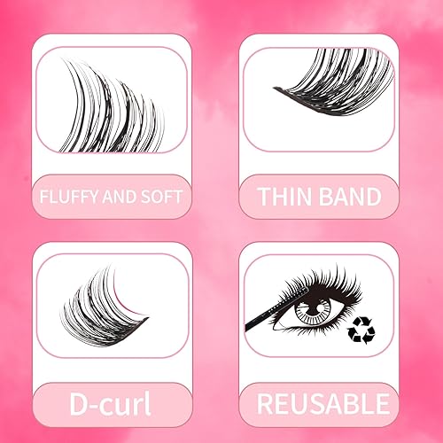 Miniatura 4 de 120 pestañas onduladas en racimo D, pestañas individuales reutilizables de 0.315-0.630 in, para colocar en casa (VZ01-120PCS-mix8-0.630 in)