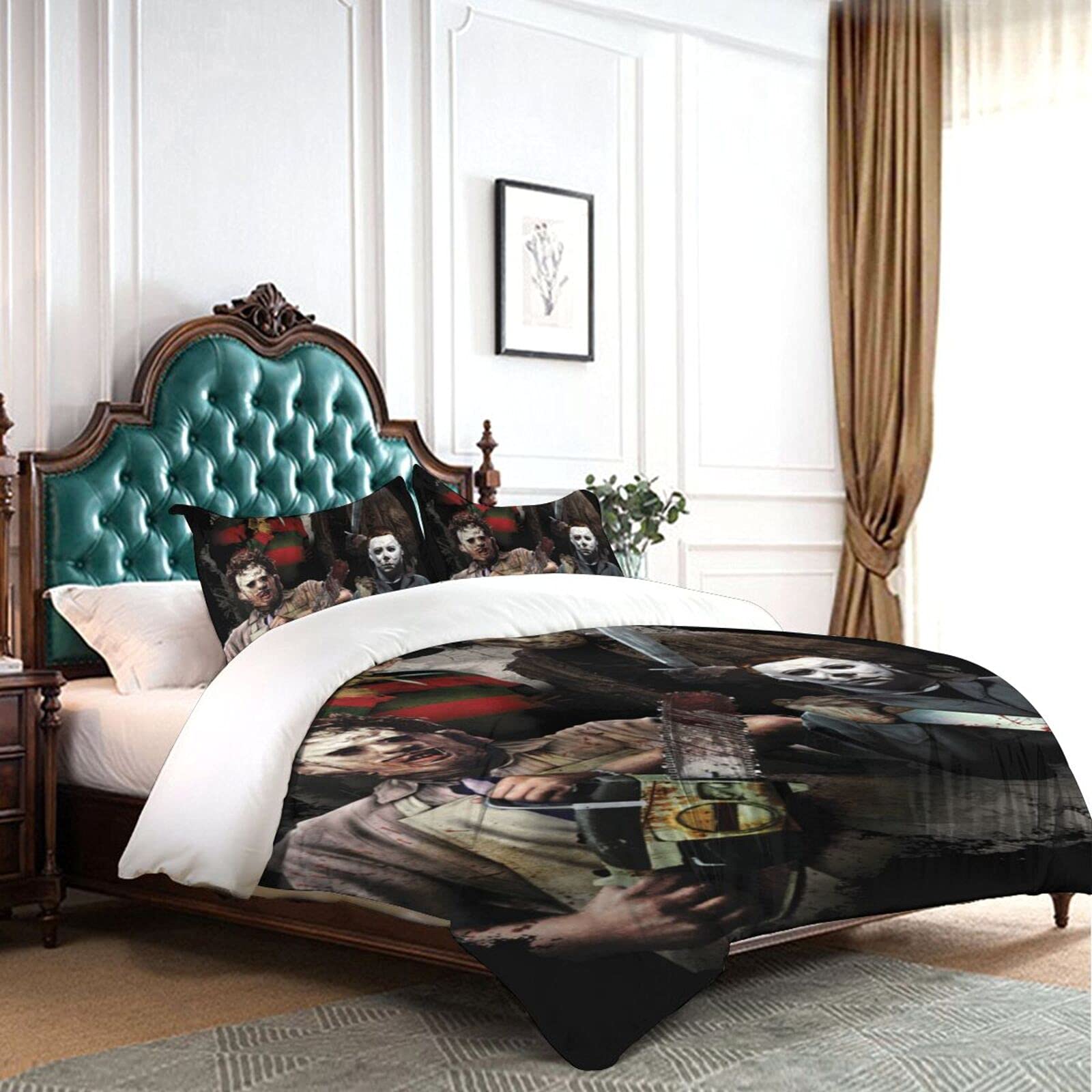 JERFYUT Horror Movie Bedding Sets Twin Duvet Cover Piece Cute Bed Set for  Boys Girls Kid with Duvet Cover Pillowcase,Bed Sheets