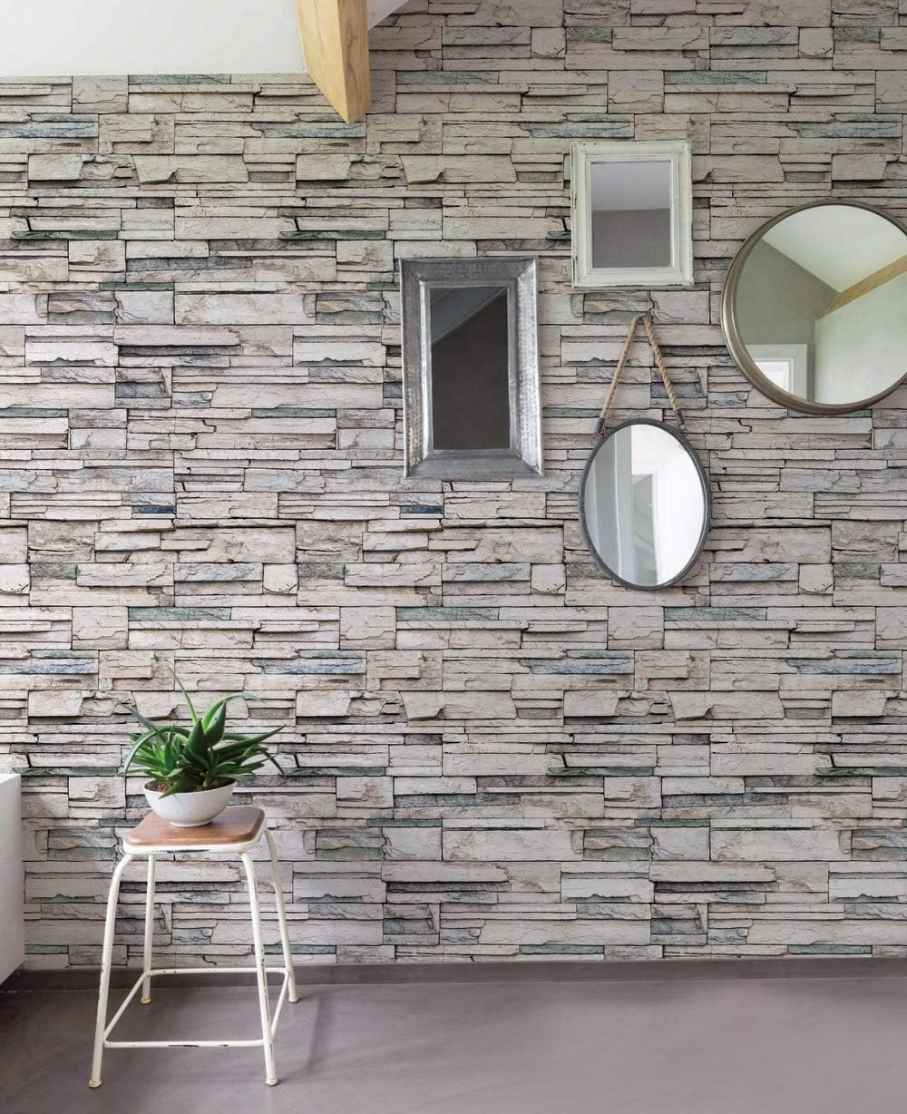 Simple Shapes Faux Stone Wallpaper - Peel and Stick (2x9 feet)