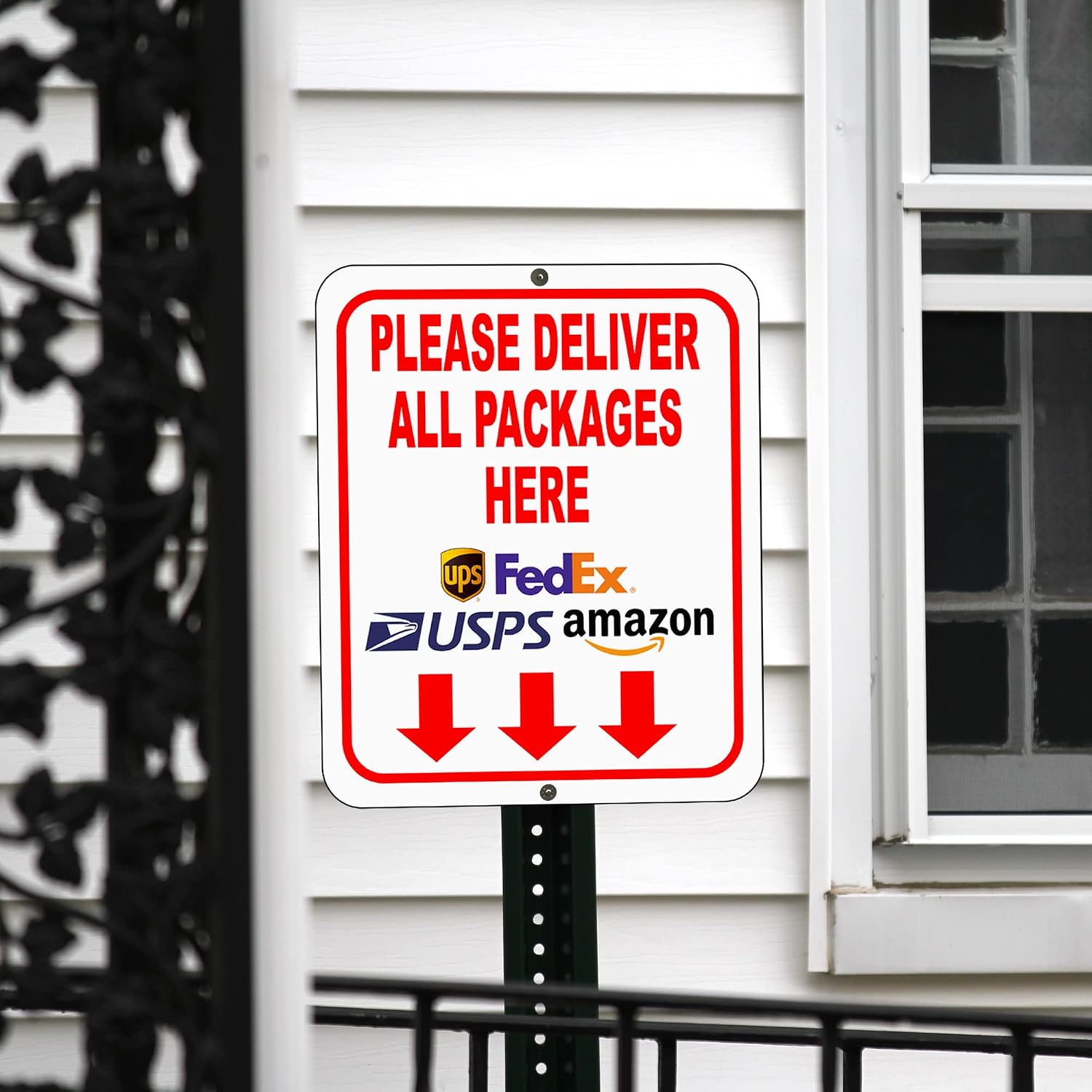 Please Deliver All Packages Here Arrows Delivery Sign for Delivery Driver - Delivery Instructions for My Packages from Amazon, FedEx, USPS, UPS, Indoor Outdoor Signs for Home, Office, Work, 8.5"x10"