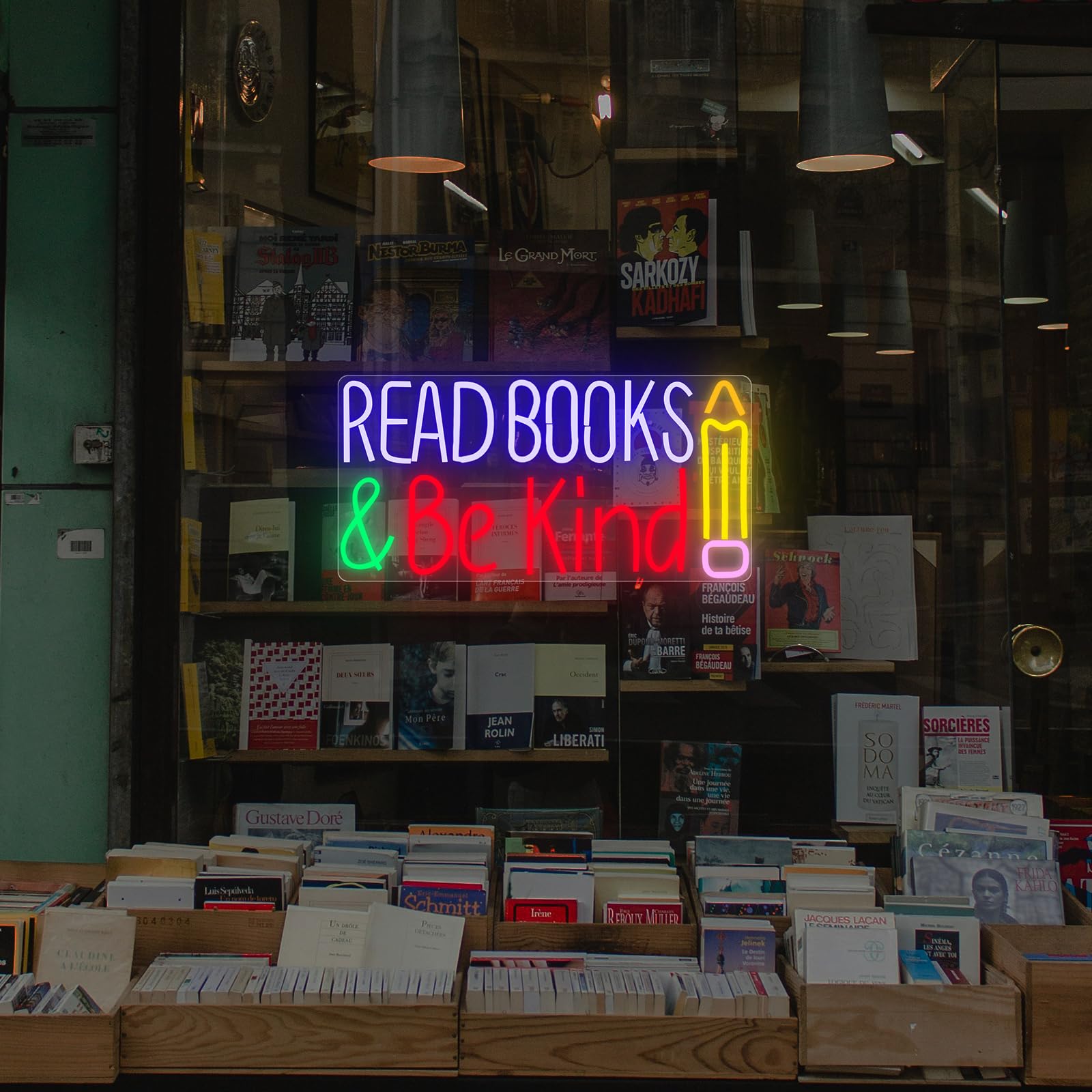 AUGELRE Read Books and Be Kind Neon Sign, Neon Signs for Wall