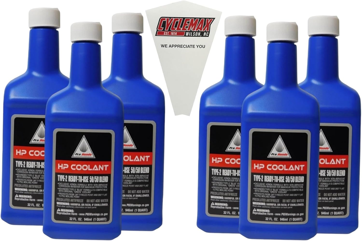 Six Pack Compatible with Honda HP Coolant 50/50 Blend 08C50-C321S02 Contains Six Quarts and a Funnel Superseded -08CLA-999-0E0A8
