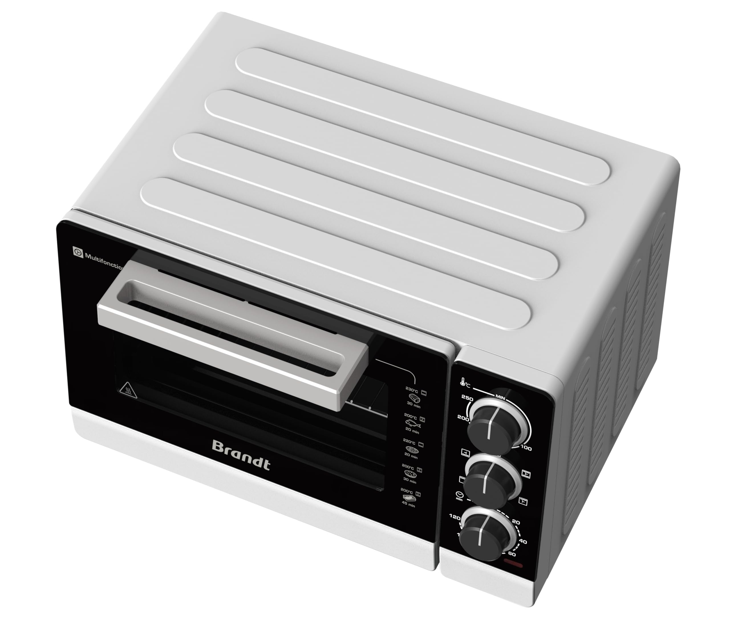 Mini Four Electrique BRANDT FC265MWST - Four Compact 26L - Multifonctions - Thermostat réglable jusqu'a 250°C - 1500W - Noir et blanc