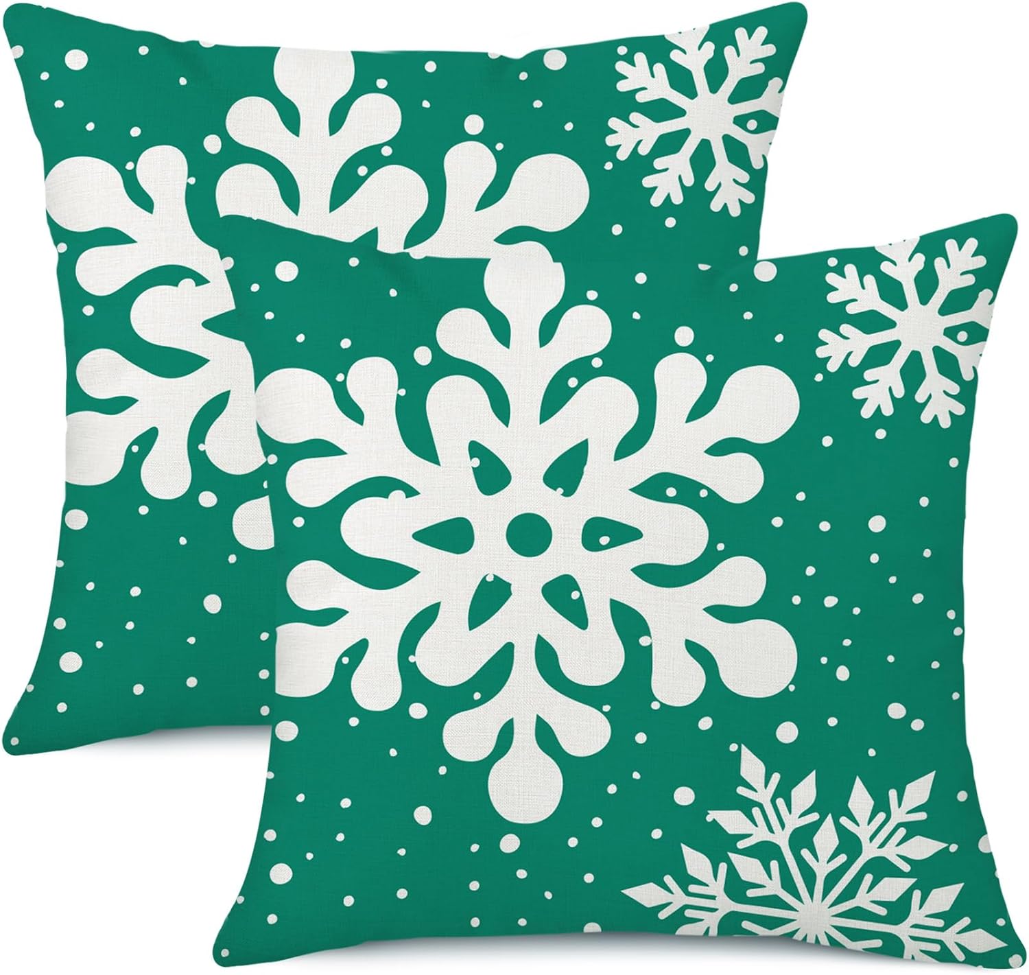 Gujiahone Green Christmas Pillow Covers 18x18 Inch Set of 2