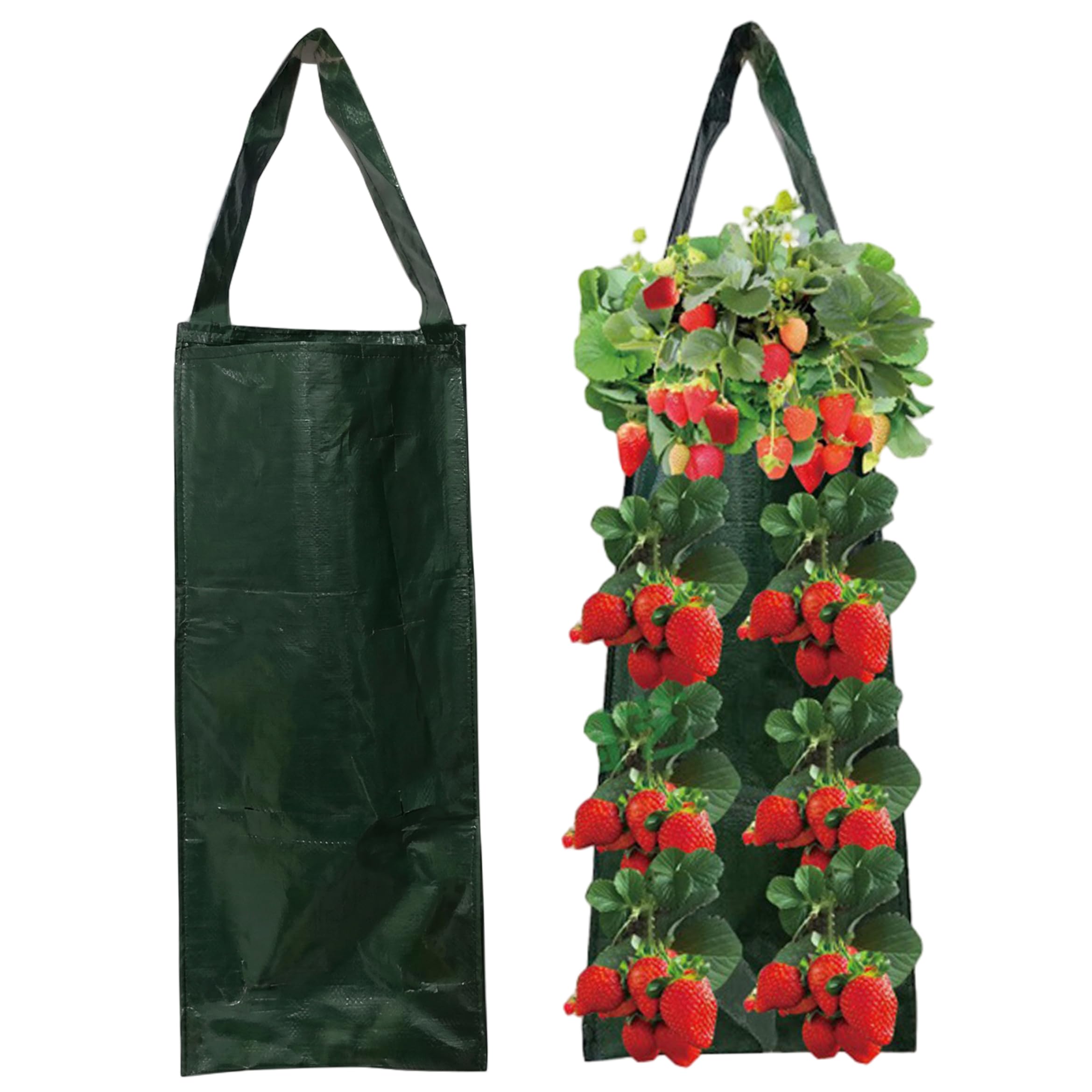 Sjfbebsy 2 Pack Hanging Strawberry Planter, 23.62x9.84 Inch Upside Down Planter, Vertical Grow Bag with 8 Plant Pockets, Dark Green | Upside Down Tomato