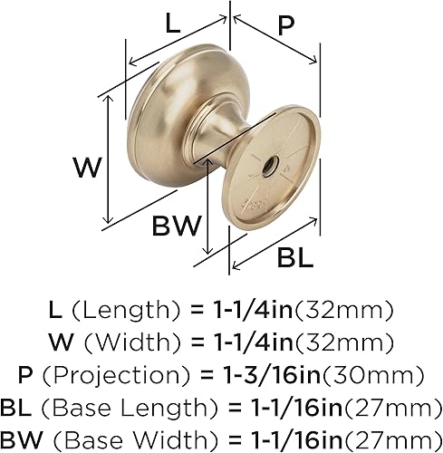 Miniatura 6 de Amerock  Pomo de gabinete  Bronce champán  Diámetro de 1-14 pulgadas (1.260 in)  Revitalize  Paquete de 2  Perilla de cajón  Herrajes para gabinete