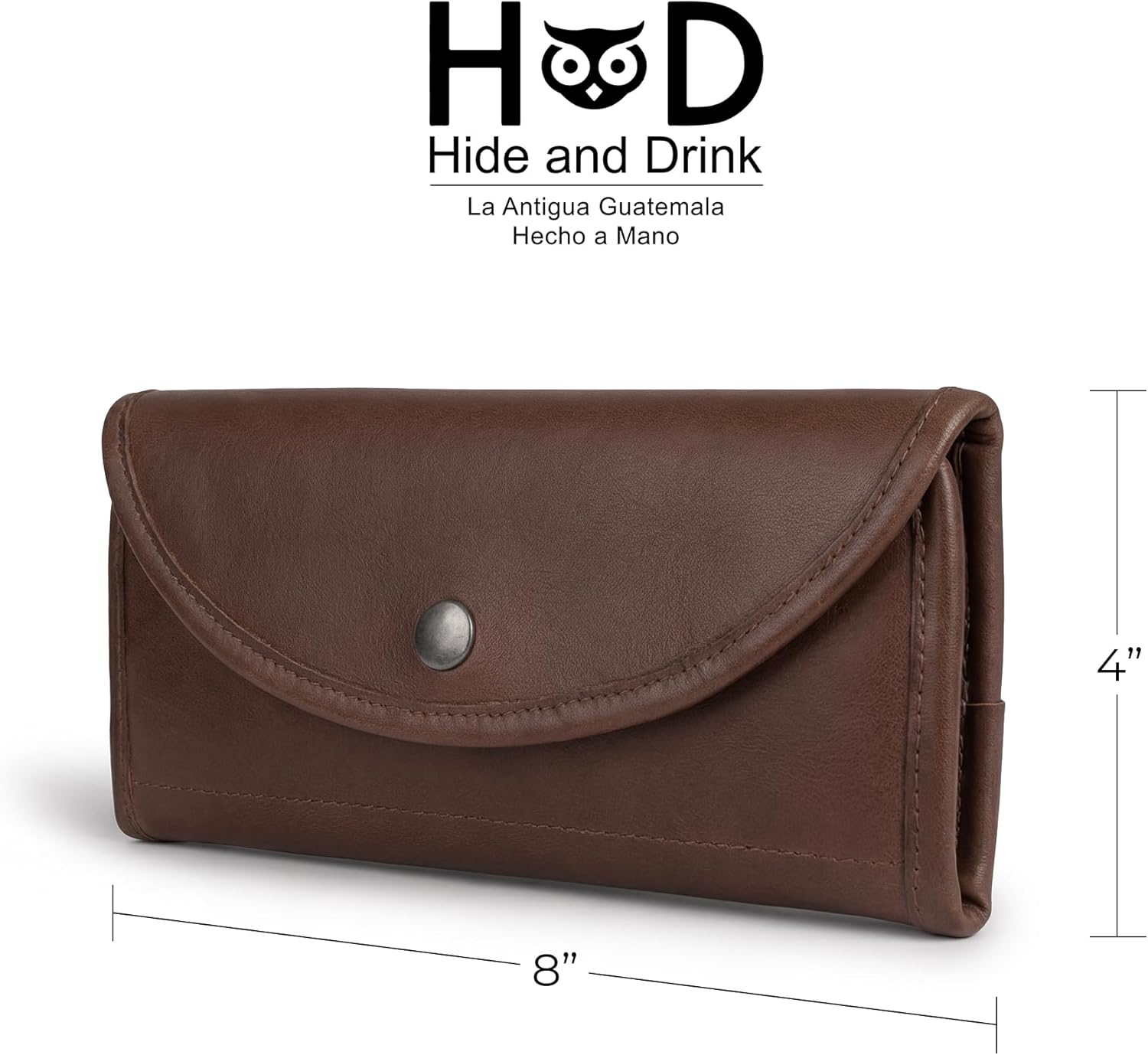 Hide & Drink, Full Grain Leather Snap Clutch Wallet for Women, Money Holder and Card Organizer with Zippered Pouch, Handmade, Bourbon Brown - Image 5