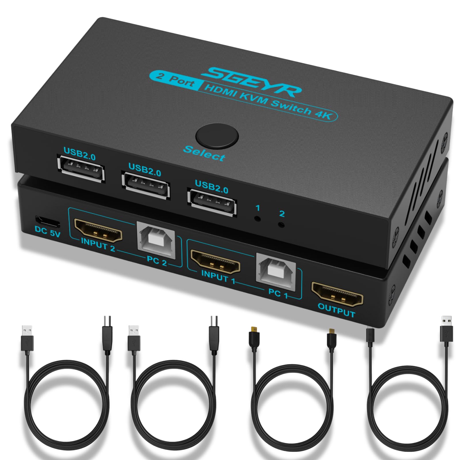 Switch KVM HDMI 2 Porte 4K 60Hz - Condivisione Monitor Tra 2 PC Con Tastiera E Mouse - Foto 4