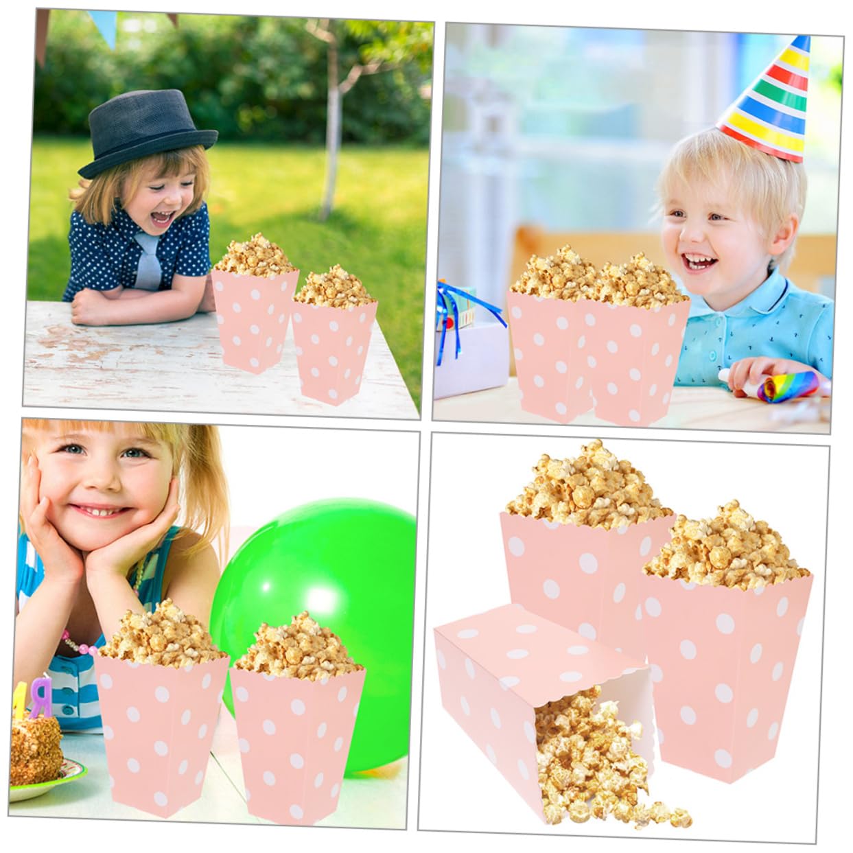 TIDTALEO 12Pcs Boxes White dot decorations party popcorn buckets party supplies Simple popcorn buckets for movie night Popcorn french fries popcorn box carton bulk popcorn bucket