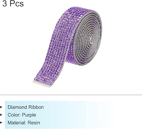 Miniatura 3 de MECCANIXITY 3 rollos de cinta de diamantes de imitación autoadhesiva de 3 yardas de 0.709 in para proyectos de artes y manualidades, pasteles de