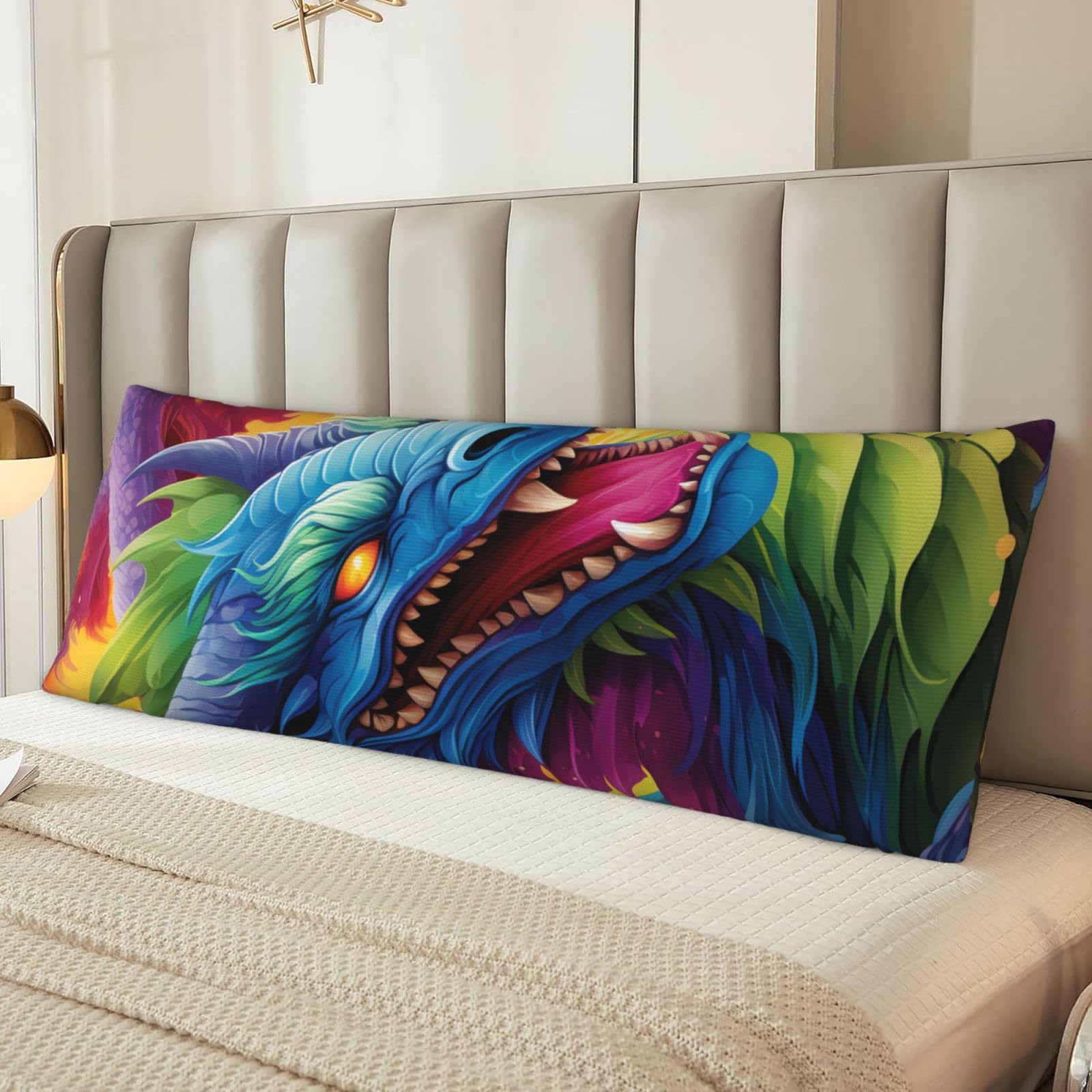 Colorful of Dragons Body Pillow Cover with Hidden Zipper 54"X20",Ultra Soft Microfiber Long Pillow Case Decorative Bedding Pillowcase Cushion Cover Cases for Bedroom Couch Sofa,Home Gifts