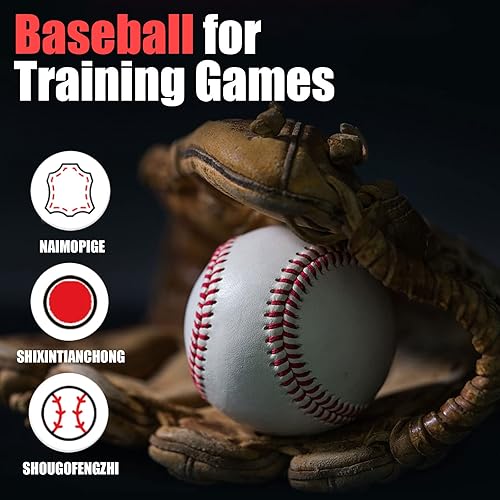 Miniatura 4 de Baisidiwei Paquete de 12 pelotas de béisbol de tamaño estándar para adultos, sin marcar y cubierta de cuero, pelota de entrenamiento de práctica de