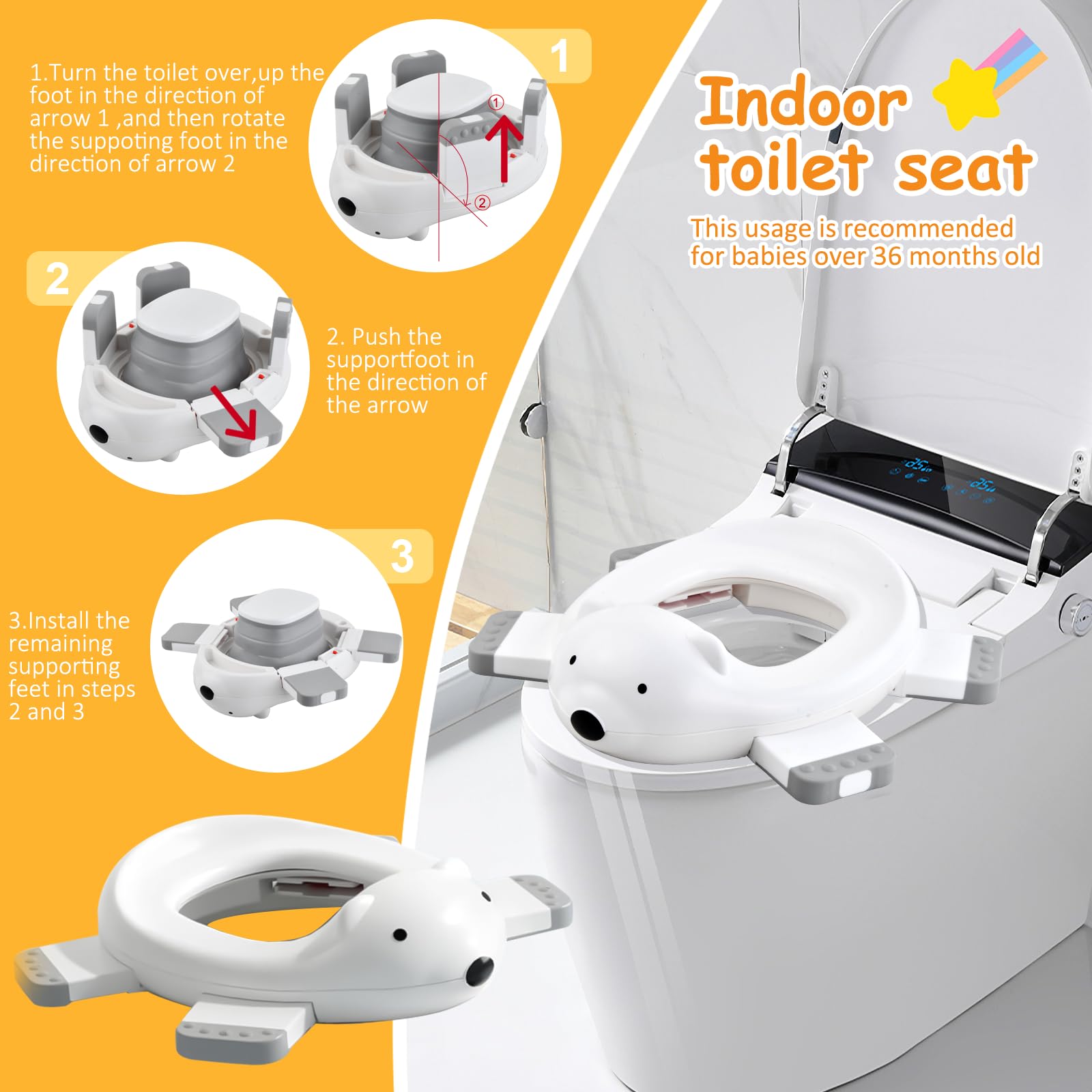 Vasino Per Bambini, Vasino Portatile Per Bambini Da Viaggio, 2 in 1 Toilette Pieghevole Bambini, Sedile WC per Bambini Per Addestramento Per Bambini, Riduttore WC Bambini