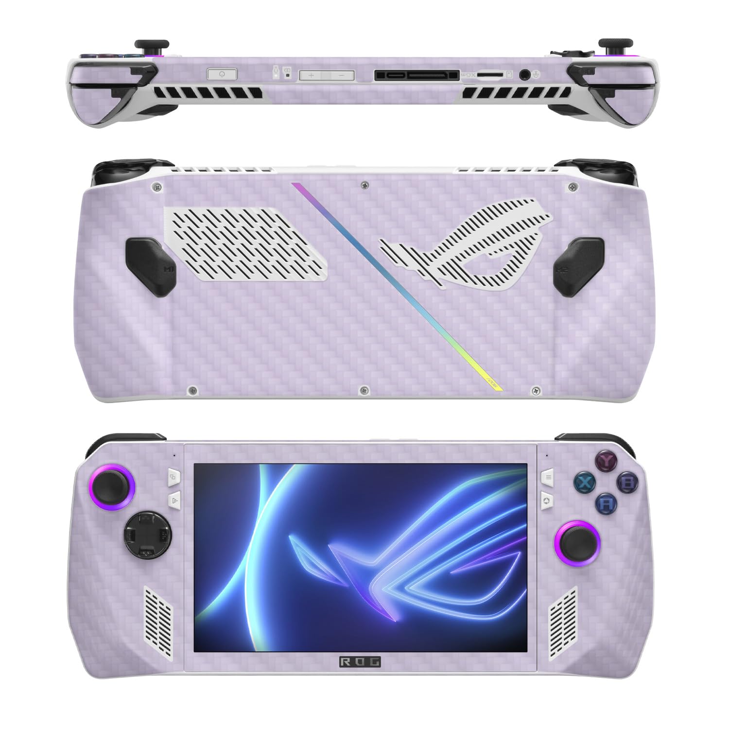 MightySkins Carbon Fiber Skin Compatible with Asus ROG Ally - Solid Lilac | Protective, Durable Textured Carbon Fiber Finish | Easy to Apply