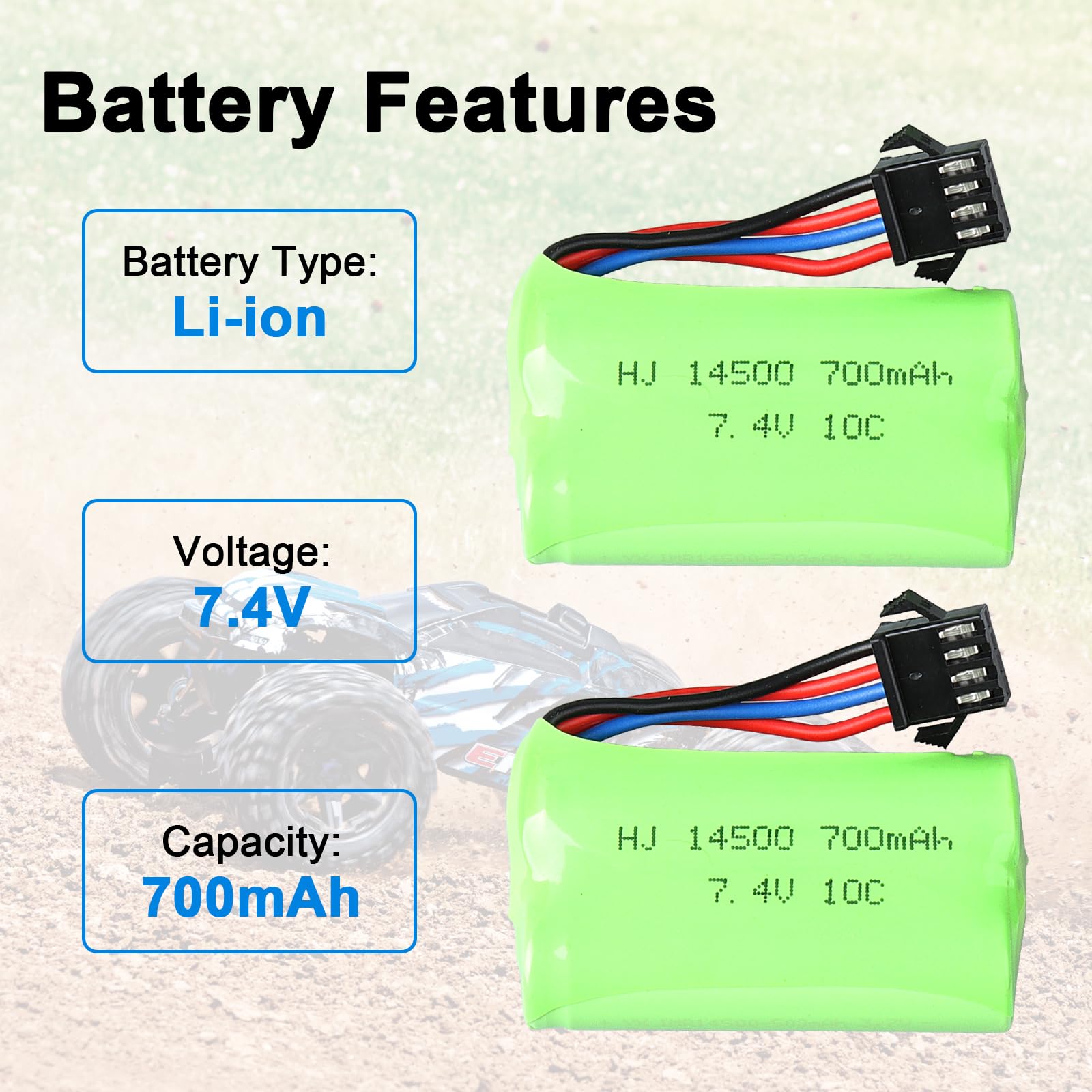 2PCS 7.4V 500mAh SM-4P Plug Lithium Akku für EC16 DE85 RC Boot 2PCS 7.4V 500mAh SM-4P Plug Lithium Akku für EC16 DE85 RC Boot