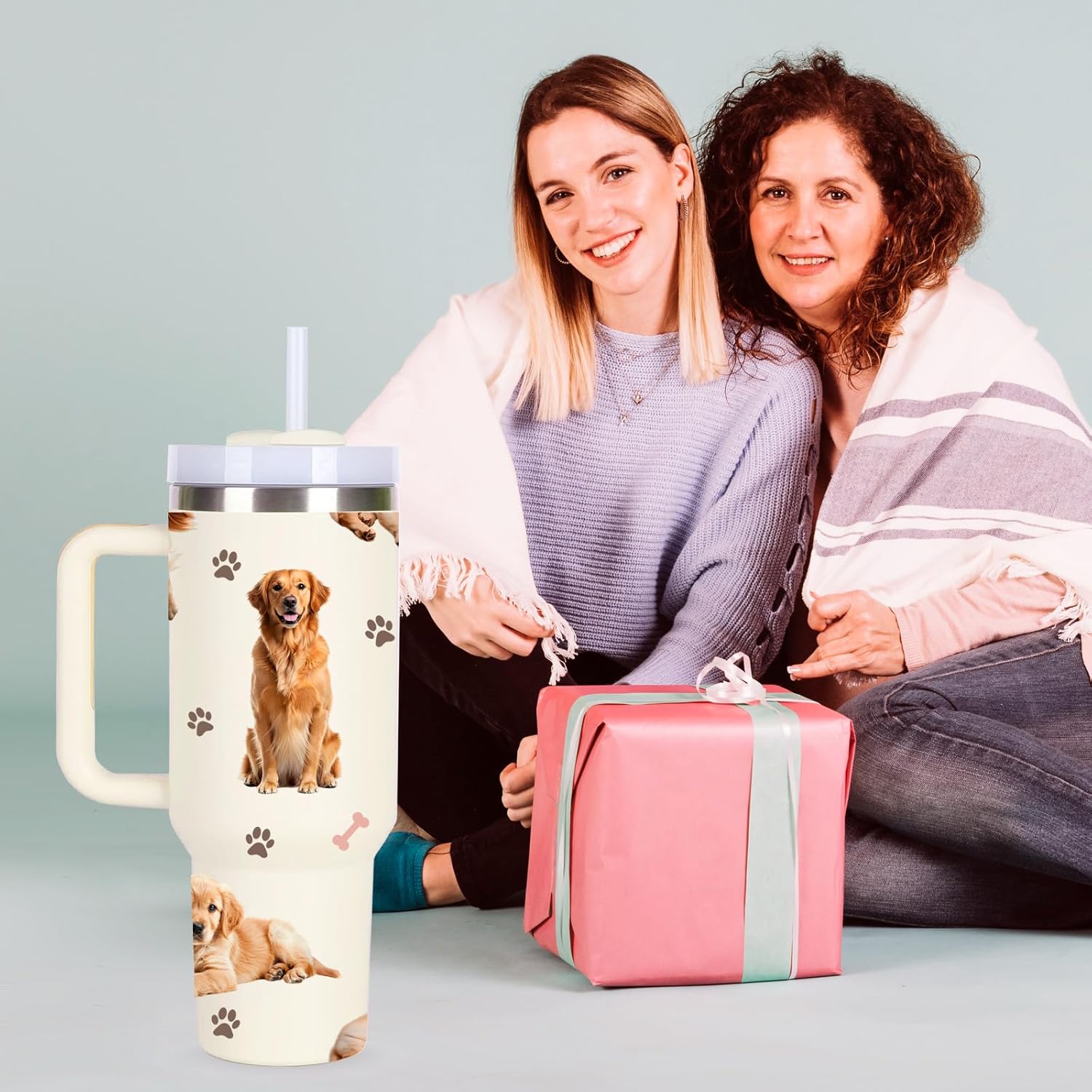 momocici Golden Retriever Tumblers.40oz Dog Tumbler with Handle Gifts for Women.40 oz Dog Lover Cup Gift.Birthday Christmas Dog Cups Tumbler Gifts for Golden Retriever Lover. - Image 3