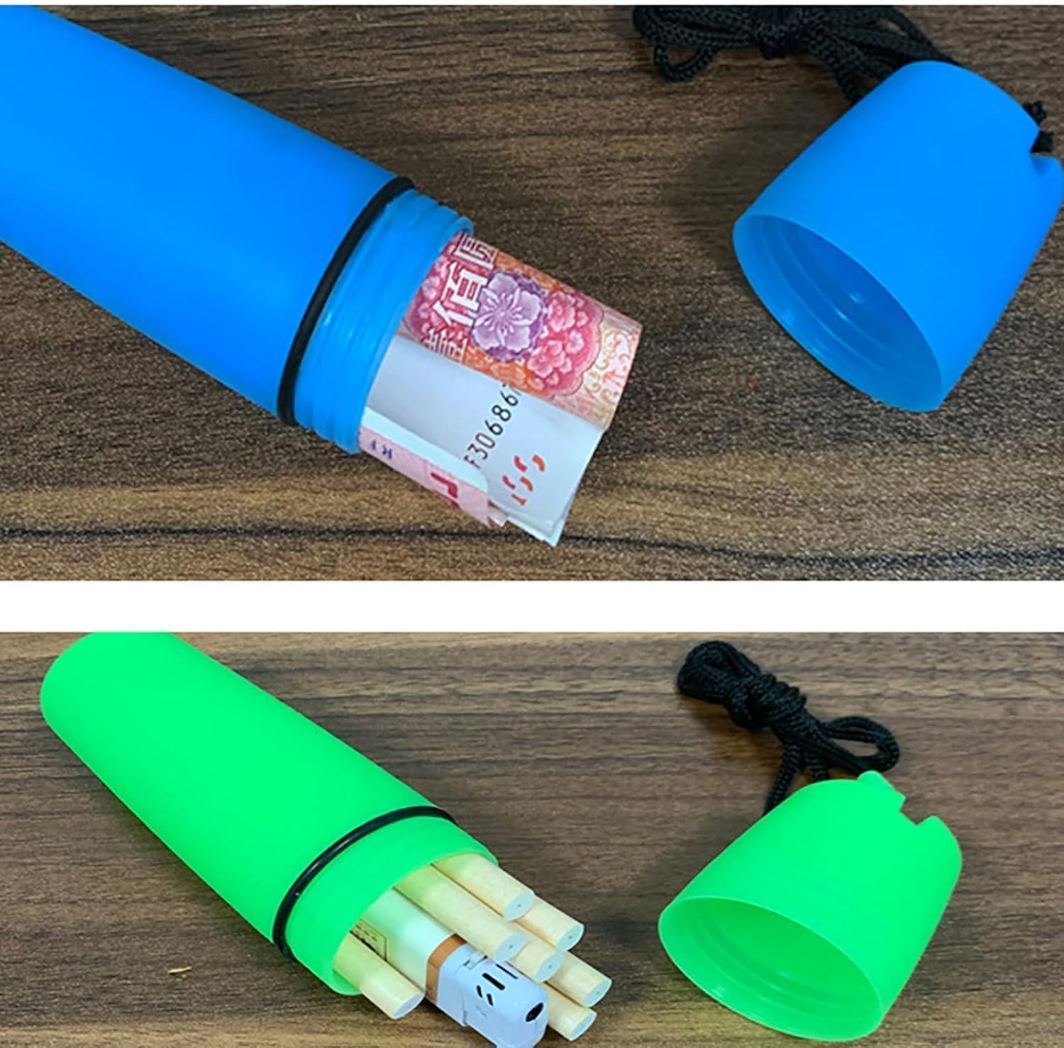 Green Waterproof Container Bottle Holder with Lanyard - Floating Dry Box for Kayak, Canoe, Boat, Diving, and Snorkeling - Watertight Plastic Case with Hook and O-Ring Seal for Outdoor Activities - Image 4