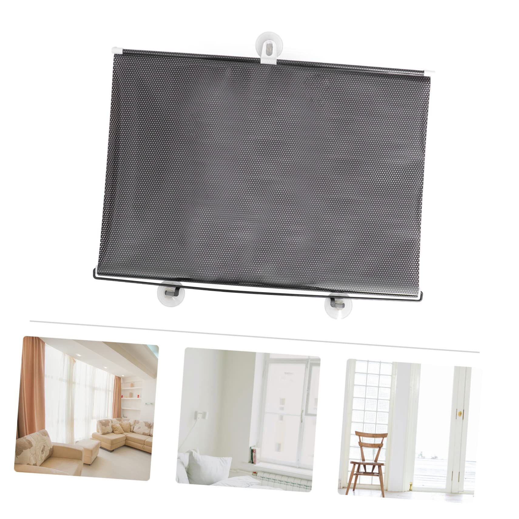 Wakauto Blackout Suction Cup Curtain, Suction Cup Sunshade Blackout Curtain Temporary Windows Portable Lightweight Drape for Home Office Car (58x125cm)