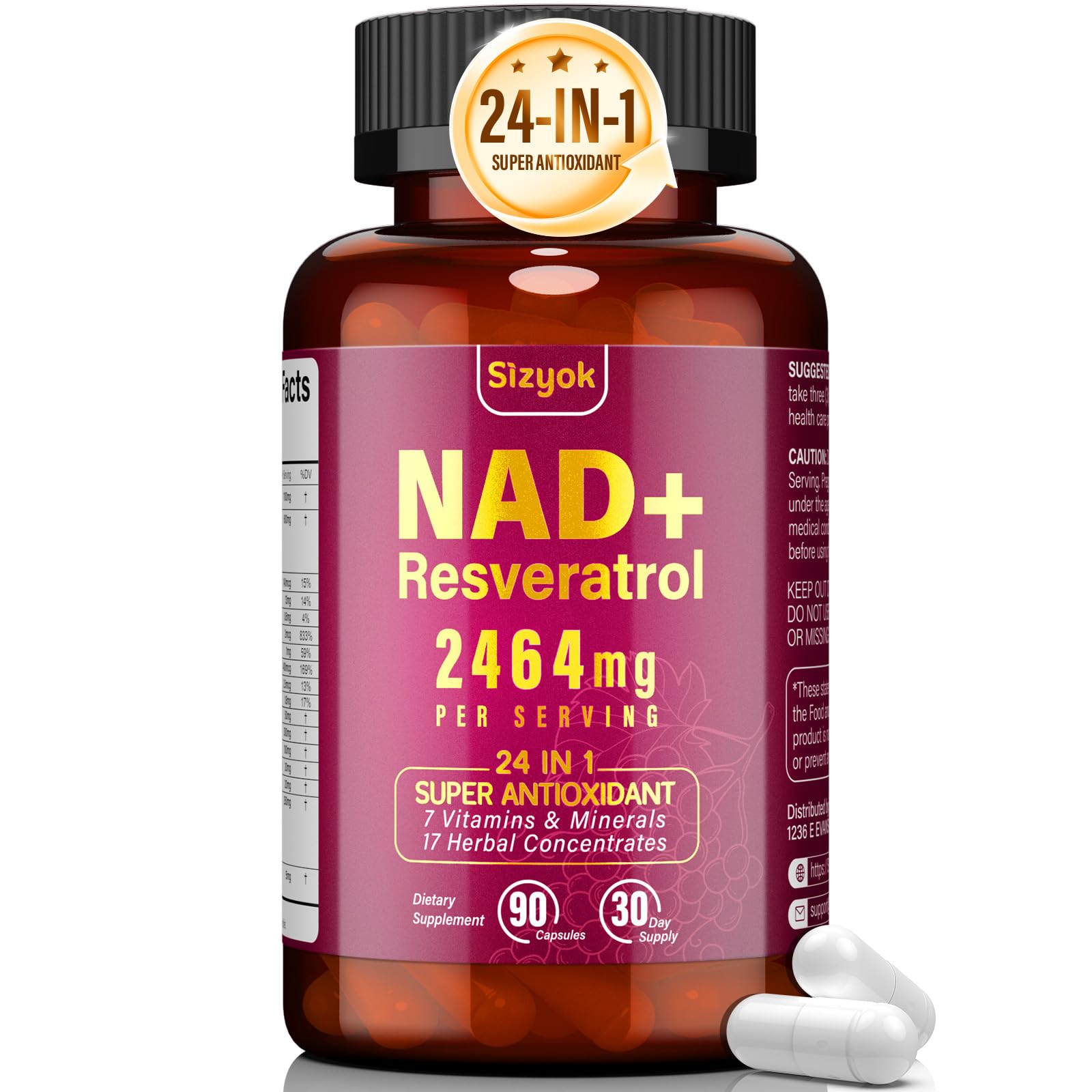 NAD Supplement 1100mg Pure Organic, Liposomal NAD Resveratrol Supplement for Women and Men, Support NAD+ Levels