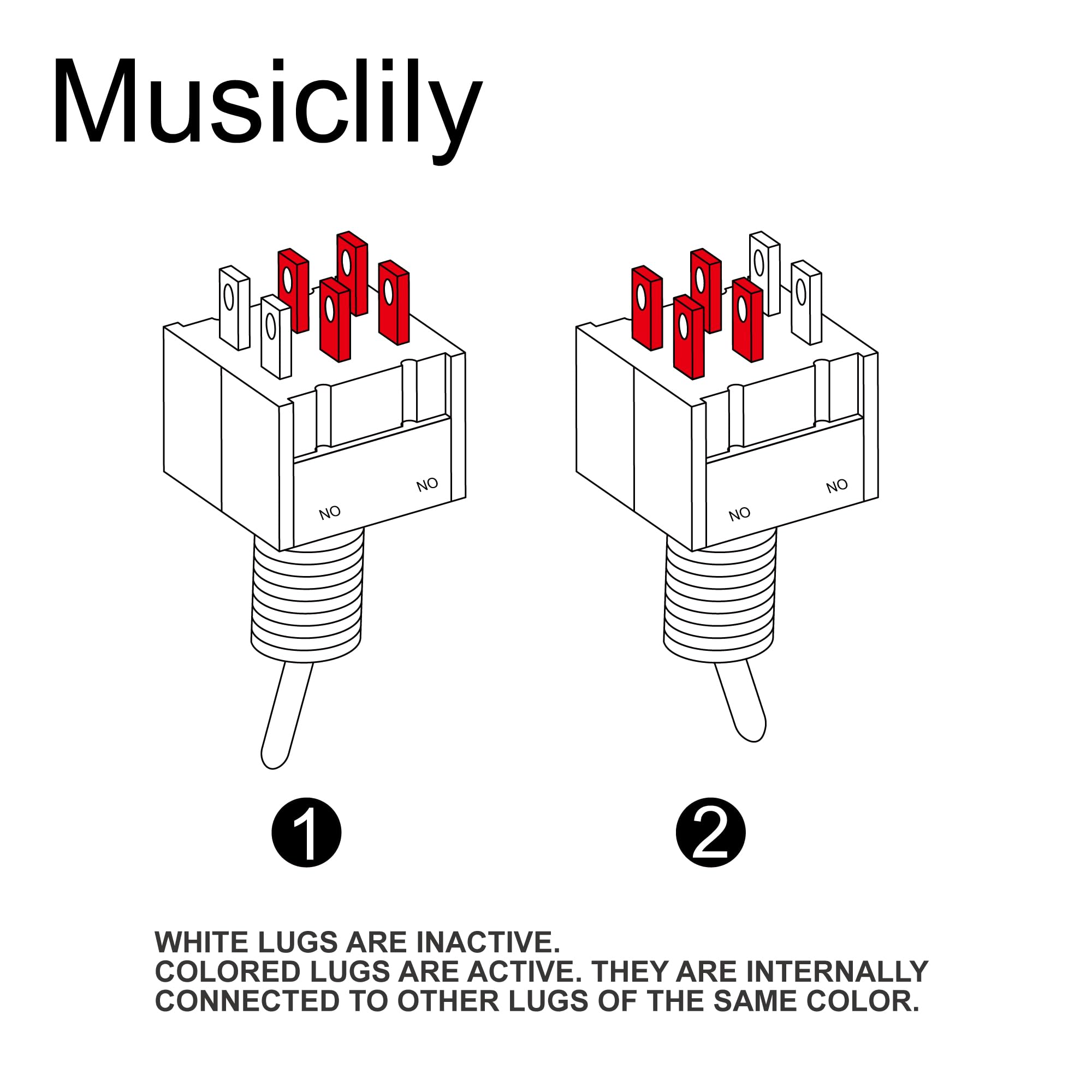 Musiclily Mini Przełącznik Toggle 2-pozycyjny ON/ON 6 Pin do Gitary Elektrycznej,Błękitny