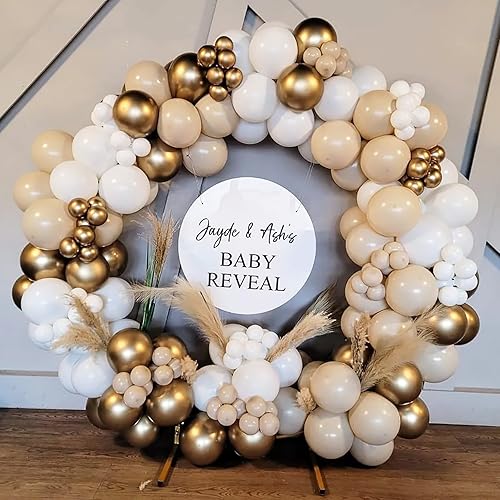 Miniatura 7 de Globos Beige Blanco Dorado, 60 Piezas Globos de Confeti Metálico Dorado Arena Beige Blanco para Niñas, Globos Dorados Nude de Doble Relleno Crema