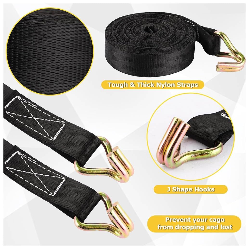 4 Stück Spanngurte Mit Haken Ratsche In 5m 5000kg 5T Zweiteilig 50 Mm Ratschengurt Zurrgurte 11023lb Break Strength Für Ladungssicherung Motorrad Kajak Kanu ATV