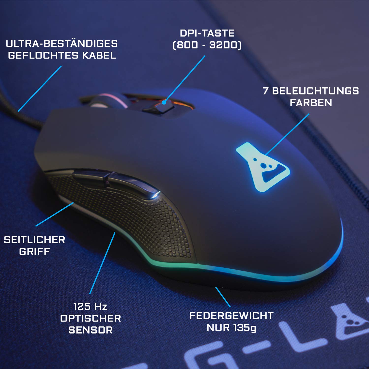 G-LAB Combo Helium Gaming Tastatur und Maus Set RGB Beleuchtet QWERTZ Ergonomische Gamer-Mouse PC PS4 PS5 Xbox One