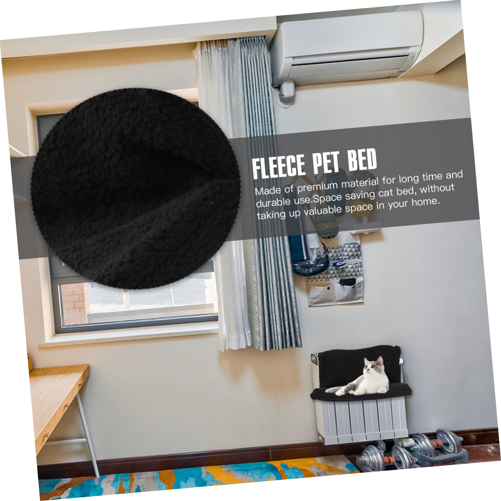 ORFOFE Hamac Chat Radiateur Noir en Polaire Coussin Moelleux