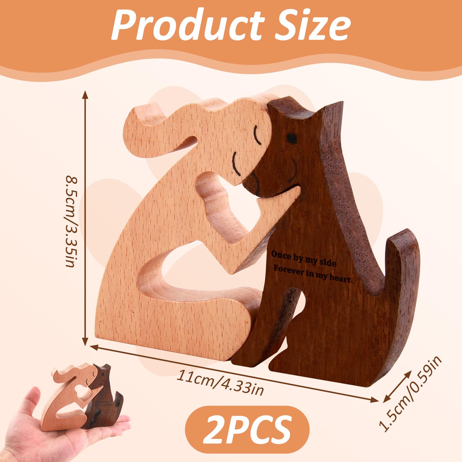Statuetta Artigianale in Legno a Forma di Cane e Donna, Scultura in Legno di Faggio e Noce, Ricordo Speciale per Amanti dei Cani e Idee Regalo Commemorative Decorazione d'Amore