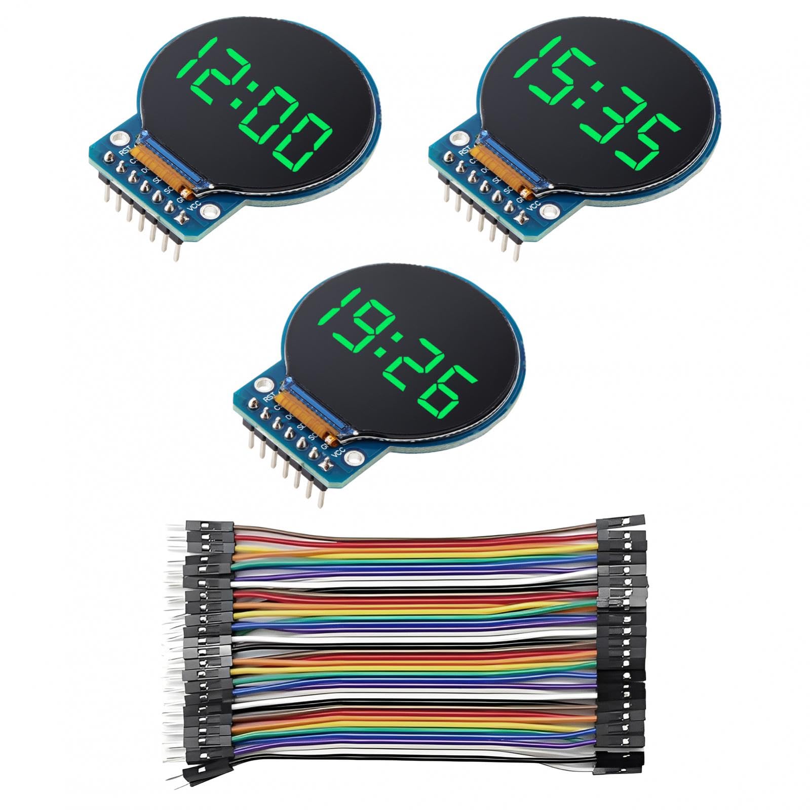 DiGiYes 3 Adet 1,28 inç TFT LCD Ekran Modülü Yuvarlak RGB 240