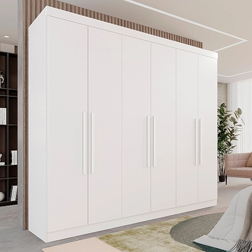 Guarda-roupa Casal 6 Portas 3 Gavetas Roma Espresso Móveis Branco