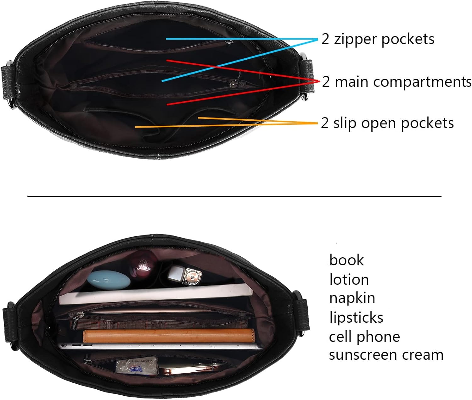 YALUXE Genuine Leather Shoulder Bags Stylish Hobo Handbags Purses Crossbody Bags for Women | Genuine Leather, Stylish - Image 4