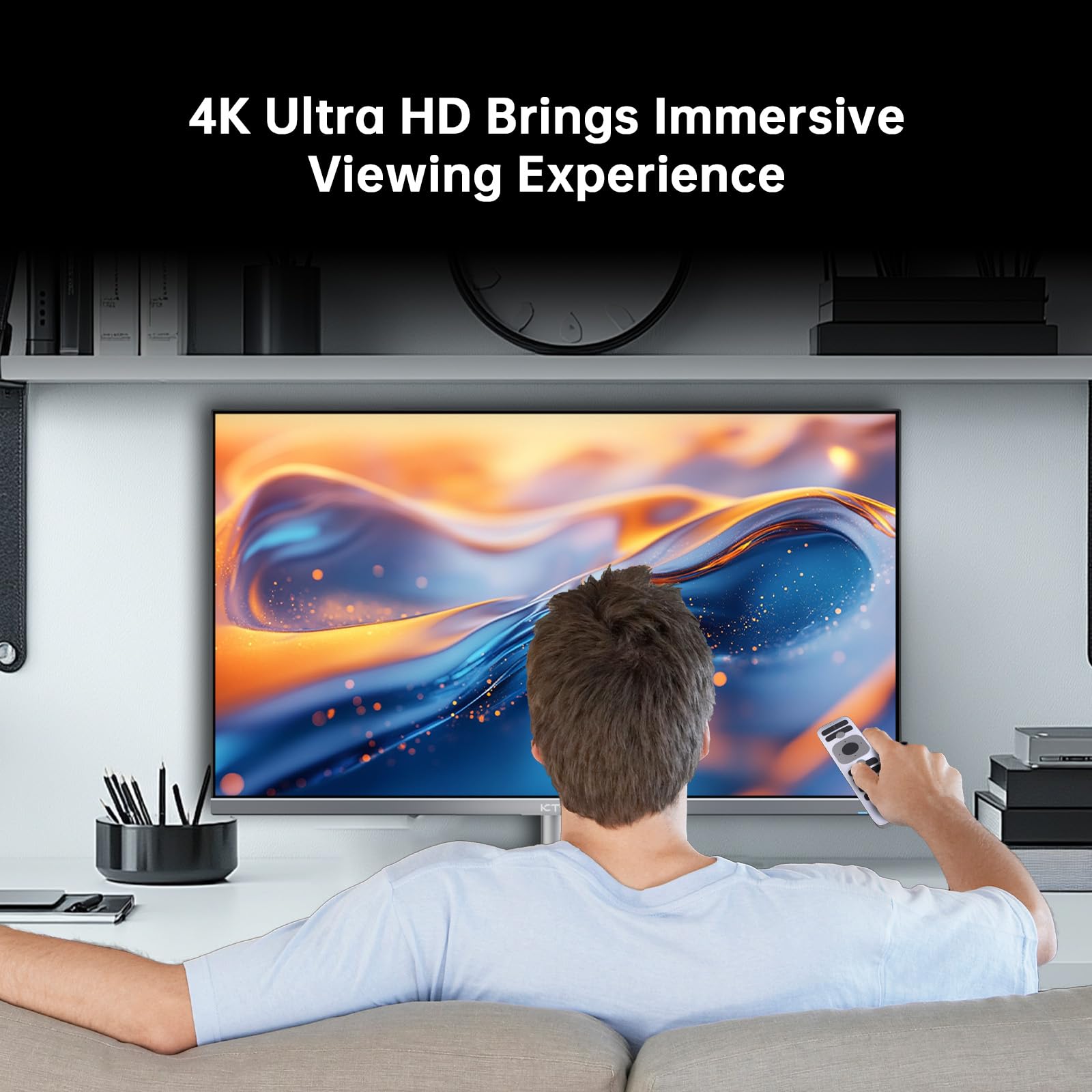 KTC Monitor Smart da 32 Pollici con Smart Sistema | UHD 4K@60Hz | Bluetooth, Wi-Fi, 2 altoparlanti da 5 W | Telecomando vocale | Dolby Audio | HDR10 | HDMI 2.1, DP 1.4, PD 65 W USB C (DP), 4 USB-A