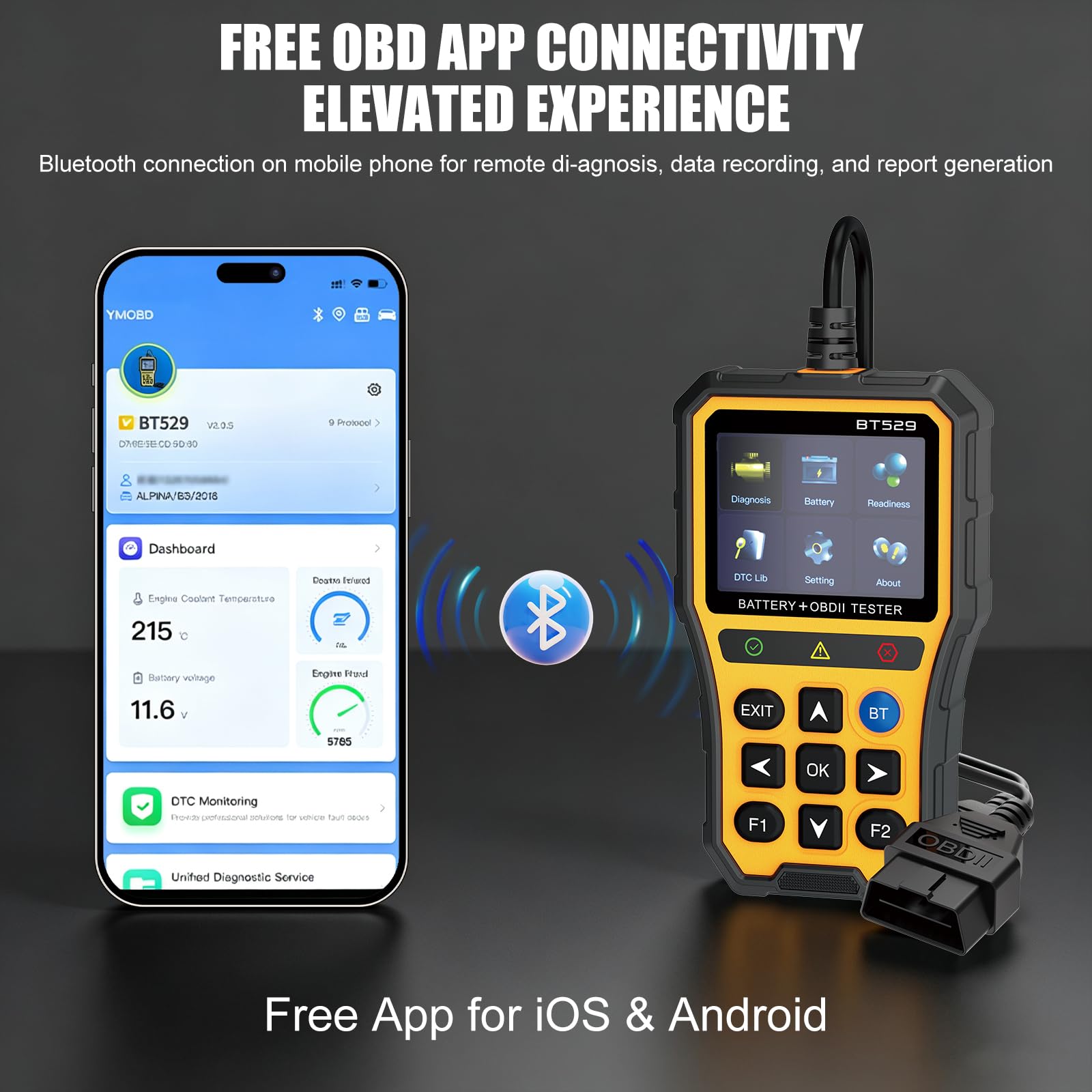2 in 1 OBD2 Diagnostic Auto Valise Voiture Testeur Batterie