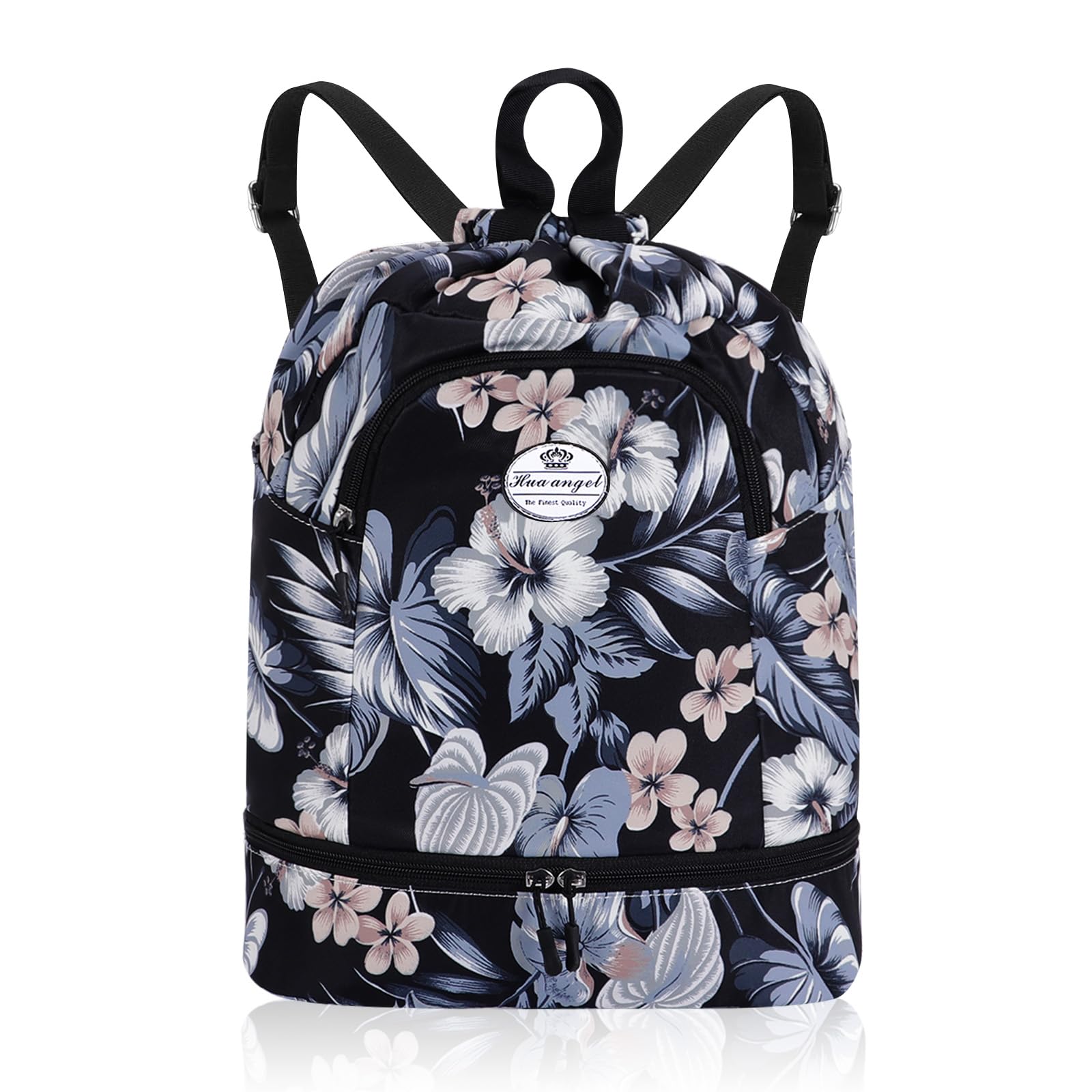 HUA ANGEL Unisex Drawstring Backpack Sports Gym Bag Drawstring Bag Weekend Daypack with Shoe Compartment for Women Men Basketball Football Outdoor Fitness Yoga Swimming Beach