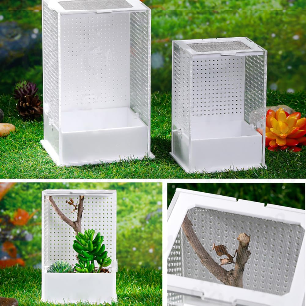 Akrylowe terrarium dla gadów, zbiornik dla gadów do wzrostu, mini terrarium do wzrostu gadów, siedlisko dla gadów dla zwierząt domowych, pudełko do żerowania dla gadów i płazów,S